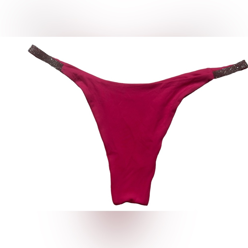 Gorgeous rhinestone string side high cut low rise cheeky bikini bottoms NWOT